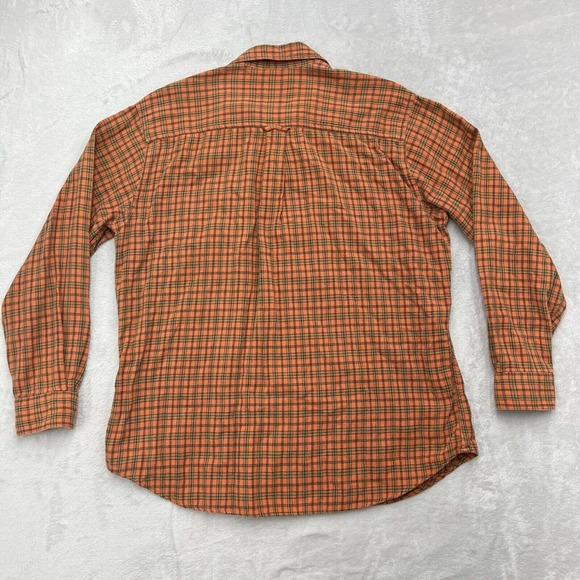 Woolrich Shirt Mens Large Orange Brown Plaid Flannel Button Outdoor Long Sleeve - Picture 9 of 9